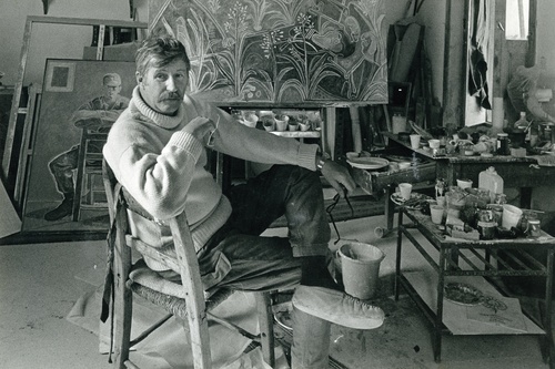 Photograph of John Craxton in his studio, 1983