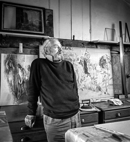 Photograph of Reginald Brill in his studio, date unknown